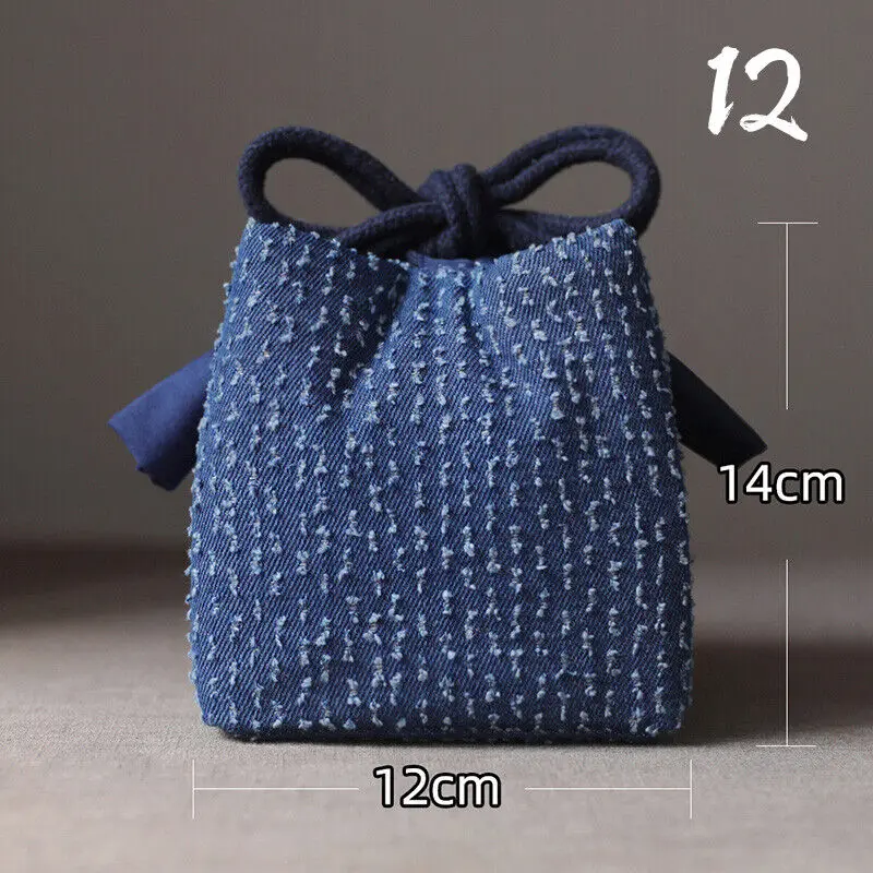Teacup Bag Portable Travel Tea Set Storage Bag Tea Pots Four Or Six Cups Large Cloth Bag Outdoor Organizer Denim Organizer: Clear