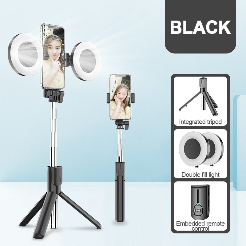 3 In 1 Led Licht Invullen Selfie Stok Uitschuifbare Bluetooth Verborgen Statief Telefoon Beugel Monopod Selfie Stick Voor Iphone Smartphone