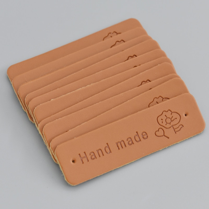 50Pcs/lot Handmade Clothes Labels Embossed Hand Made Letter Garment Labels For Bags Diy Sewing Materials