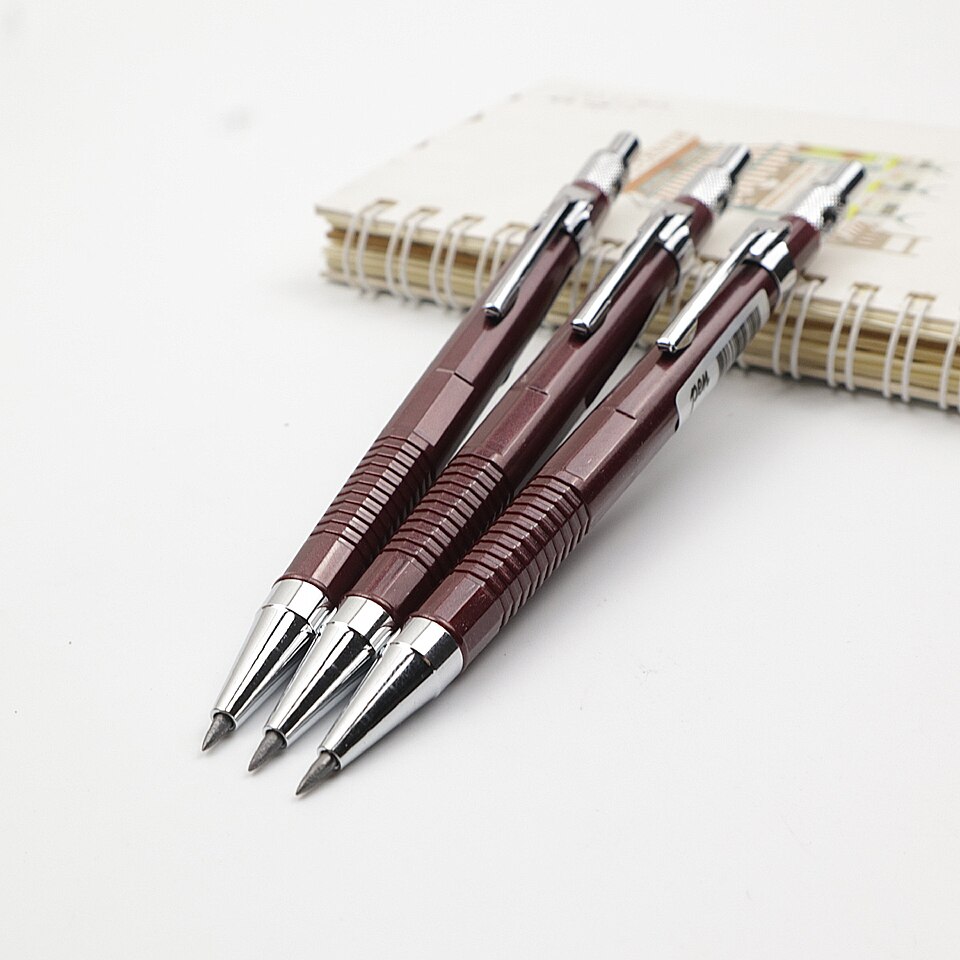 Mechanical Pencils 2.0mm 2B Red Plastic Drafting Automatic Pencil For Kid School Office Stationery Supplies Send 2 pencil lead