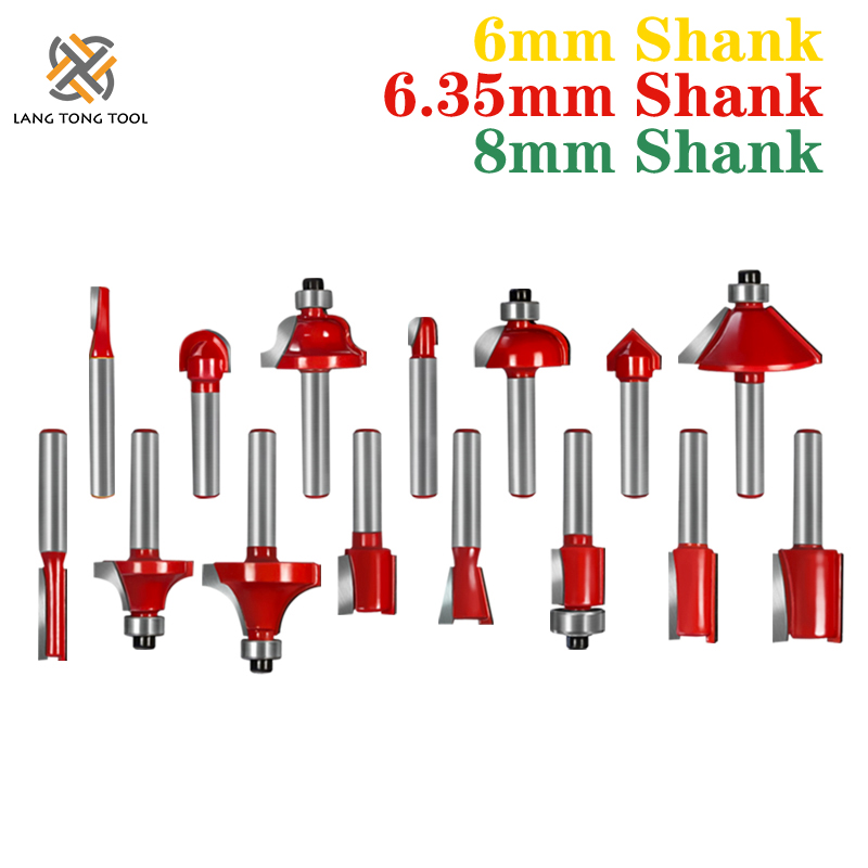 6mm/6.35mm/8mm 15Pcs Router Bit Set Trimming Straight Milling Cutter Wood Bits Tungsten Carbide Cutting Woodworking Trimming