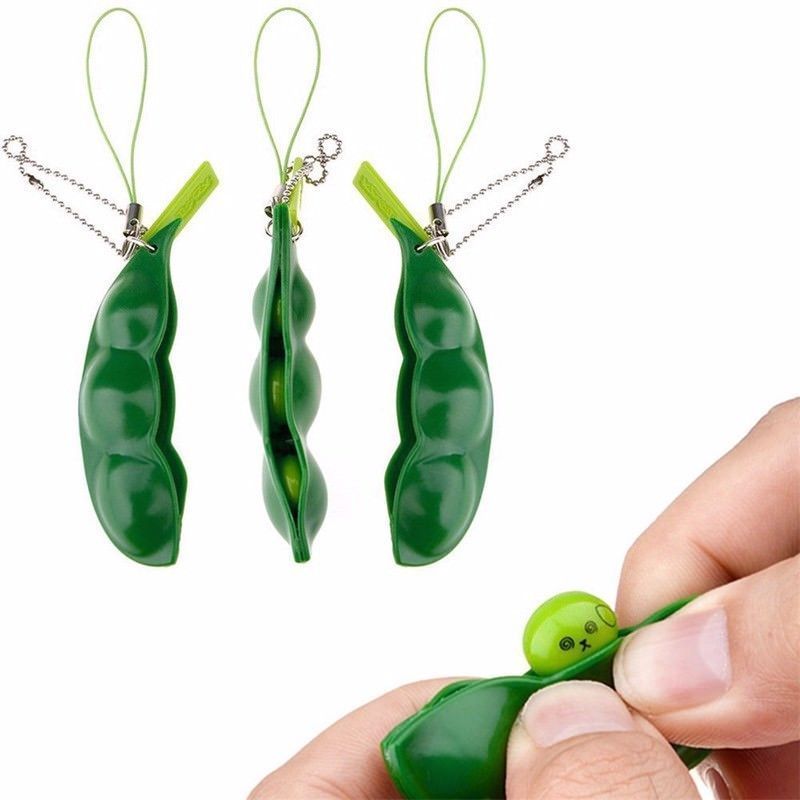 Neue Kreative Extrusion Pea Bean Sojabohne Edamame Stress Entlasten Spielzeug Keychain Nette Spaß Schlüssel Kette Ring Paty Tasche Charme schmuckstück