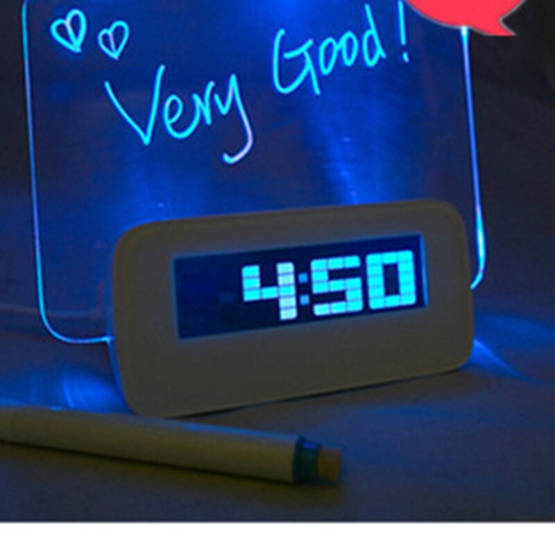 Table numérique en plastique fluorescente, créative, carrée, feuille de Message, horloge de température, son LED, pour ami