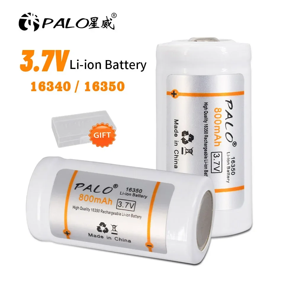 PALO 16340/16350 wiederaufladbare batterie 3,7 v 800 mAh 16340 Li-Ion batterien CR123A batterie Für LED Taschenlampe CR123 CR17345 cr123a