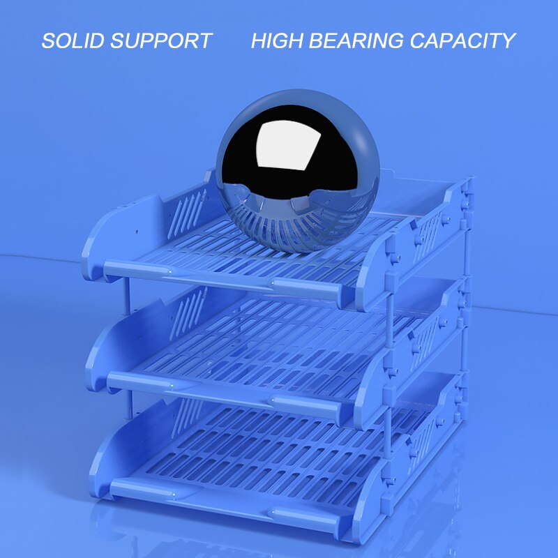 Three-layer Two-color File Tray Breathable Desktop File Rack Bookshelf Office Desktop Material Storage Supplies File Rack