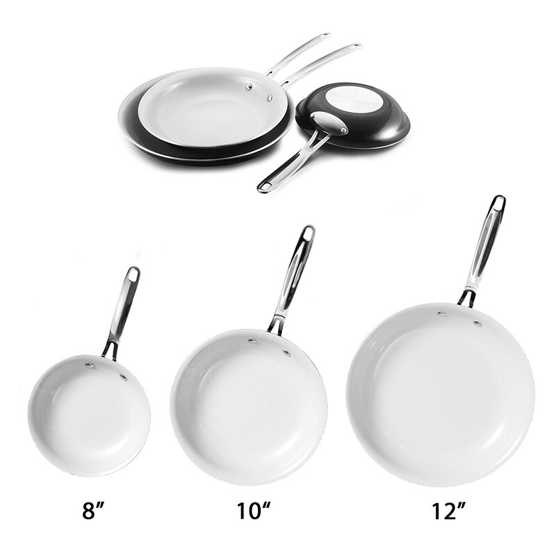 COOKER KING Ceramic Nonstick Frying Pan Set 3-pieces Skillet Pan Saucepan With Stainless Steel Handle Oven Safe 20/26/30cm