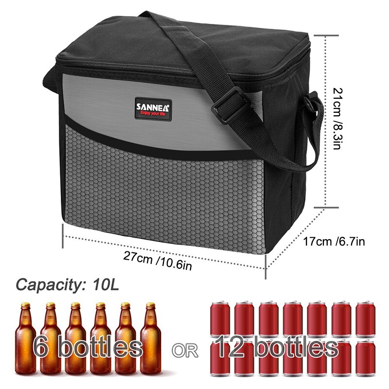 9.5L Draagbare Picknick Thermische Lunch Tassen Voor Vrouwen Kids Mannen Voedsel Verse Isolatie Koelbox Oxford Organizer Schoudertas 644