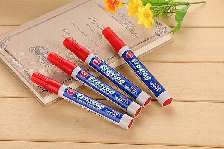 3 Pcs Leuke Kawaii Gekleurde Whiteboard Pen Veiligheid Uitwisbare Markers Voor Tekening Kids Koreaanse Briefpapier Kantoor Schoolbenodigdheden: red