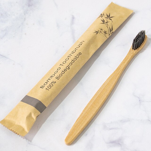 1pc Bamboo Toothbrush Soft Bristle with Individual Kraft Paper Bag Biodegradable Eco Friendly Products Oral Hygiene: 1pcs Gray