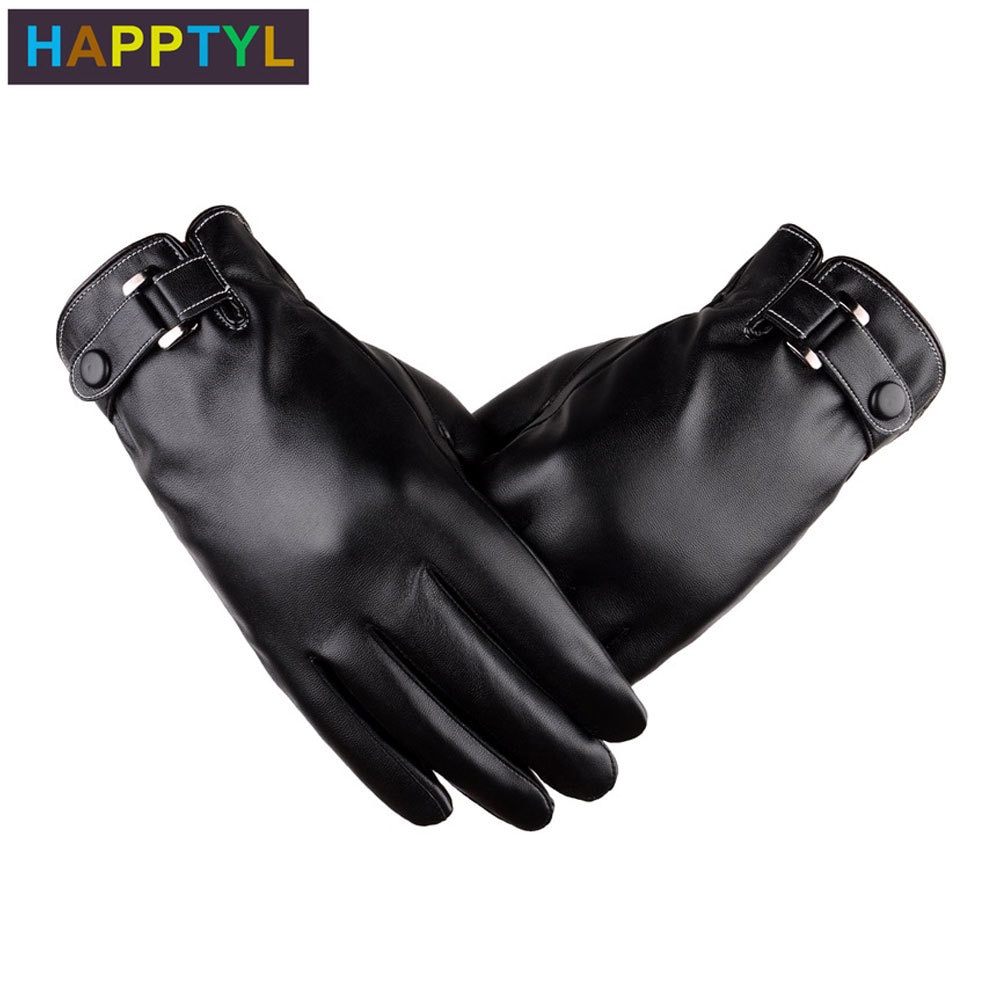 HAPPTYL 1 Paar Voll Palme Touchscreen Winter Handschuhe Warme PU Leder Handschuhe Winddicht in Kalten nasser Leichte Für männer