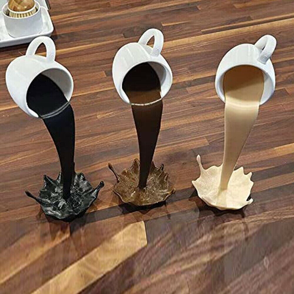Floating Cup Sculpture Pouring Liquid Coffee Mug Art Decor home Art Decoration