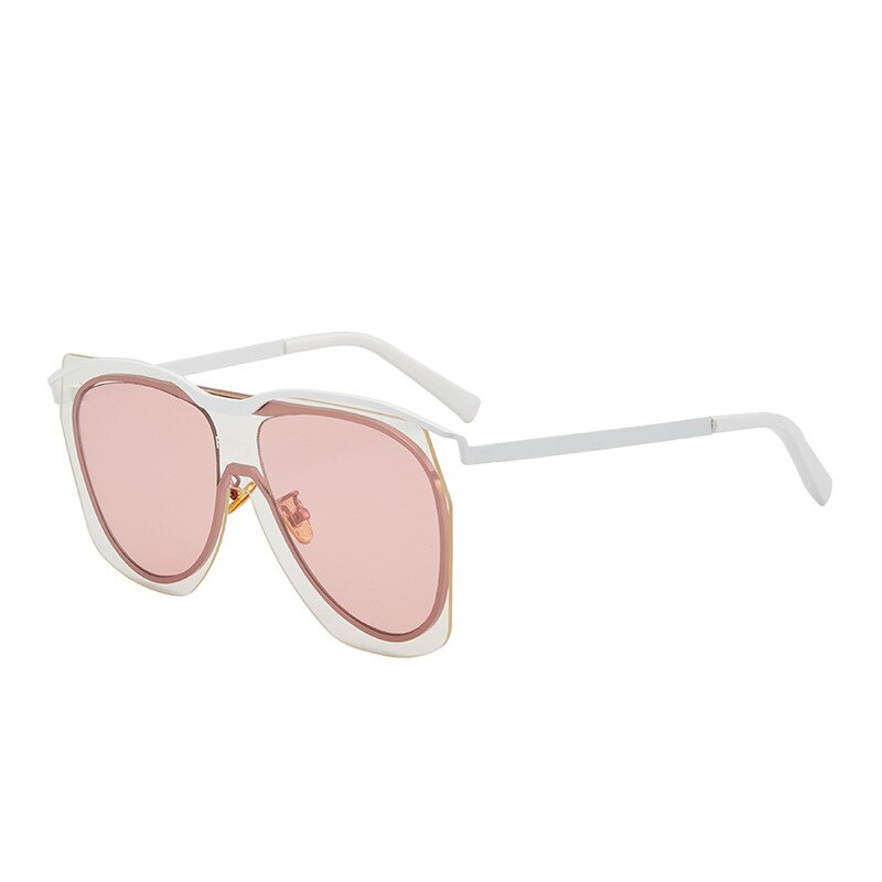 Zonnebril dames gepolariseerde zonnebril heren retro metalen montuur ronde zonnebril dames  uv400 zomer stijl: Roze