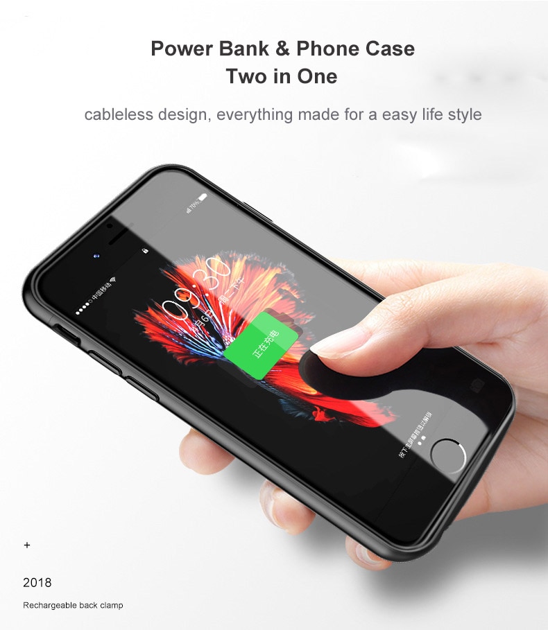 4000/5500Mah Kabel Gratis Batterij Case Voor Iphone 6 7 8 Plus Power Bank Opladen Case Voor Iphone se Battery Charger Case
