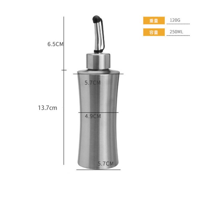 Praktische Rvs Olie Fles Lekvrij Azijn Sojasaus Fles Stofdicht Olieman Keuken Kruiden Sap Container: 250mlA