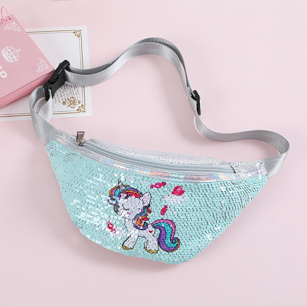 Sequined Printing Unicorn Waist Bag Women Fanny Pack Girls Belt Bags Kids Waist Packs Phone Pouch Adjustable Crossbody Chest Bag