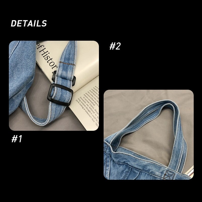 Nova rede vermelho denim bolsa de ombro mensageiro casual selvagem portátil sacola de compras lona bolsa feminina azul marinho