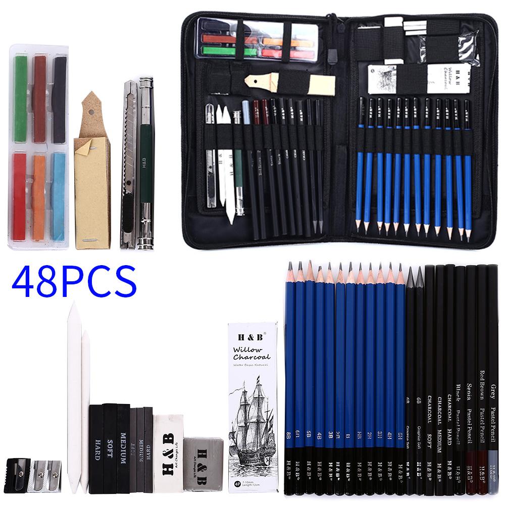 48pcs Graffiti Painting Tool Set Portable Sketch Pencil Set Sketch Pencil Crafts Artist Art Supplies Student