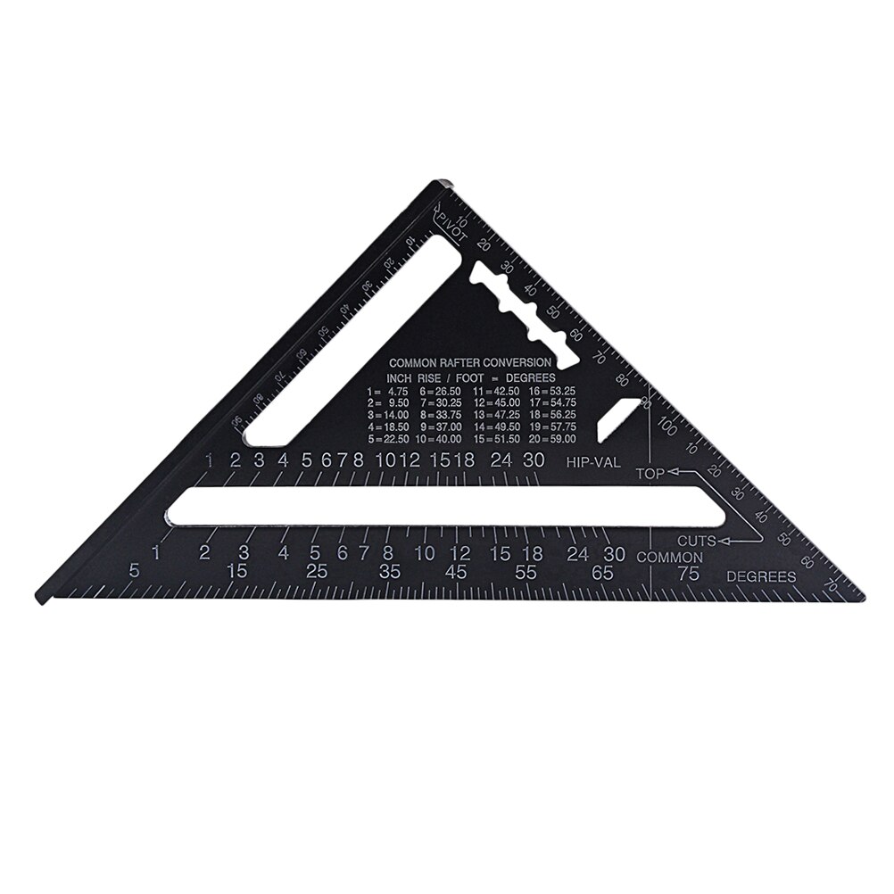 12 Inch Triangular Measuring Ruler Hand Tools Set Metric Aluminum Alloy Metric/Inch Square Roofing Triangle Protractor Tester: Yellow