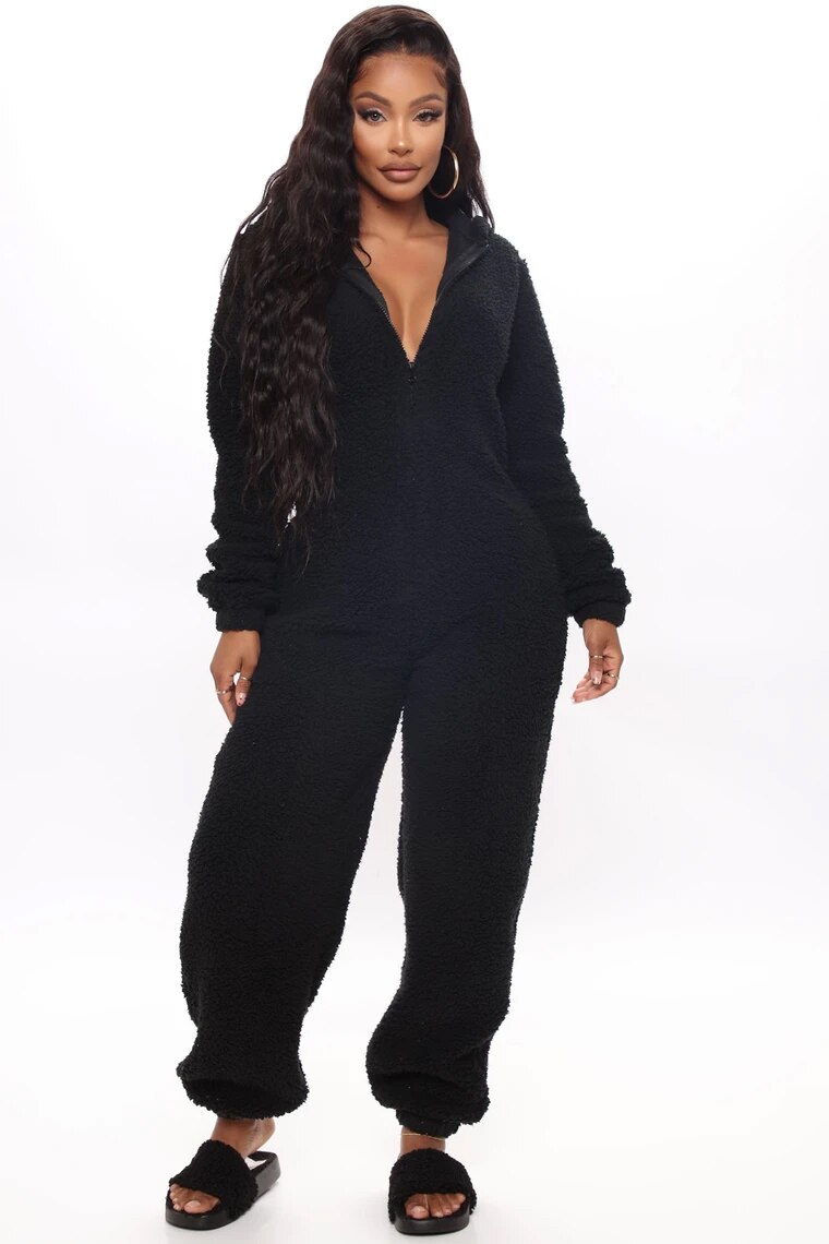 Winter Warm Vrouwen Onesies Pluizige Fleece Jumpsuits Nachtkleding Plus Size Hood Sets Pyjama voor Vrouwen (Bruin 4XL code