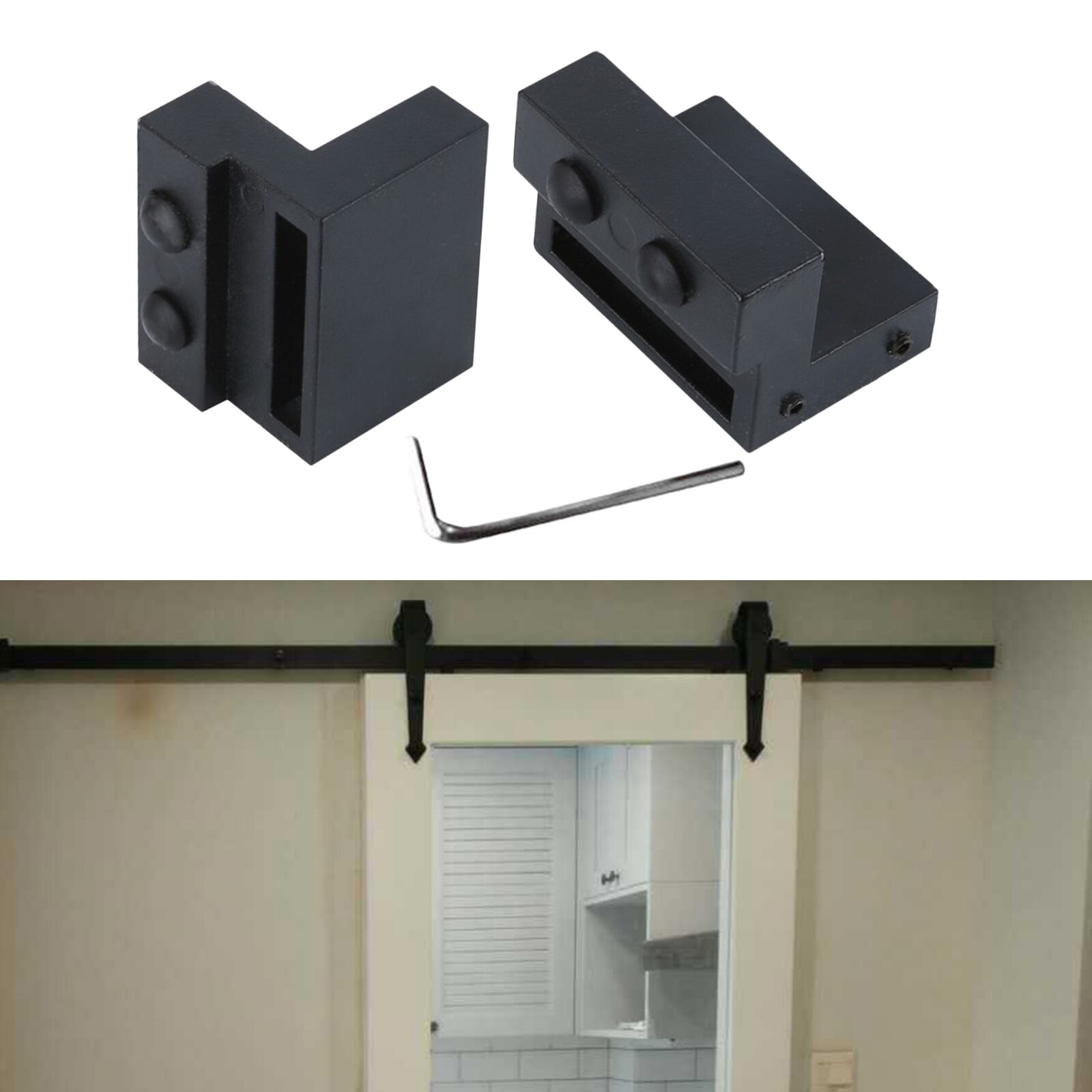 2Pcs Black Zinklegering Schuifdeuren Schuur Deur Stopper Home Gebruik Voor Schuifdeuren Schuur, Roestvrij En Duurzaam