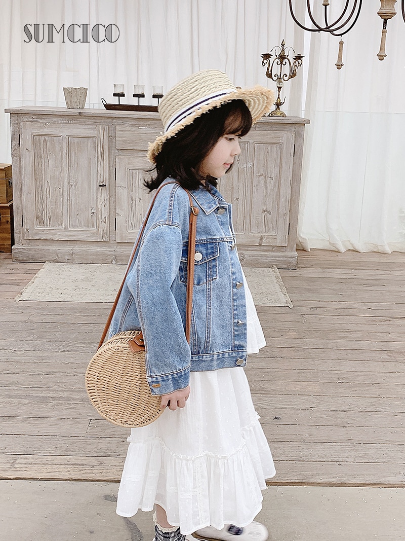 Sumcico 2020SS Neueste kinder Baumwolle Denim Weiche Trucker Jacke Kinder Klassische Denim Mantel Alter 2-15Y