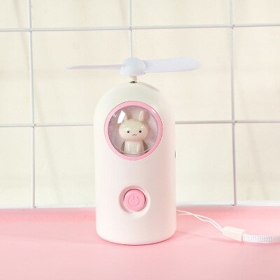 night light Unicorn fan mini fan Mini Summer electric fan cartoon cute girl Mini Fan portable USB charging fan: Little rabbit 004