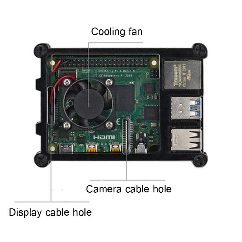 Framboise Pi 4 modèle B boîtier ABS boîtier plastique coque blanche classique avec ventilateur avec dissipateur thermique pour framboise Pi 4