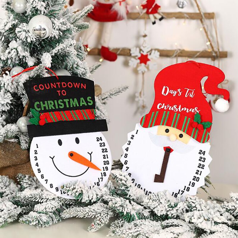 Countdown Wall Calendar Cartoon Santa Snowman Wall Calendar Textured Printing Calendars Christmas Decor Christmas Ornaments