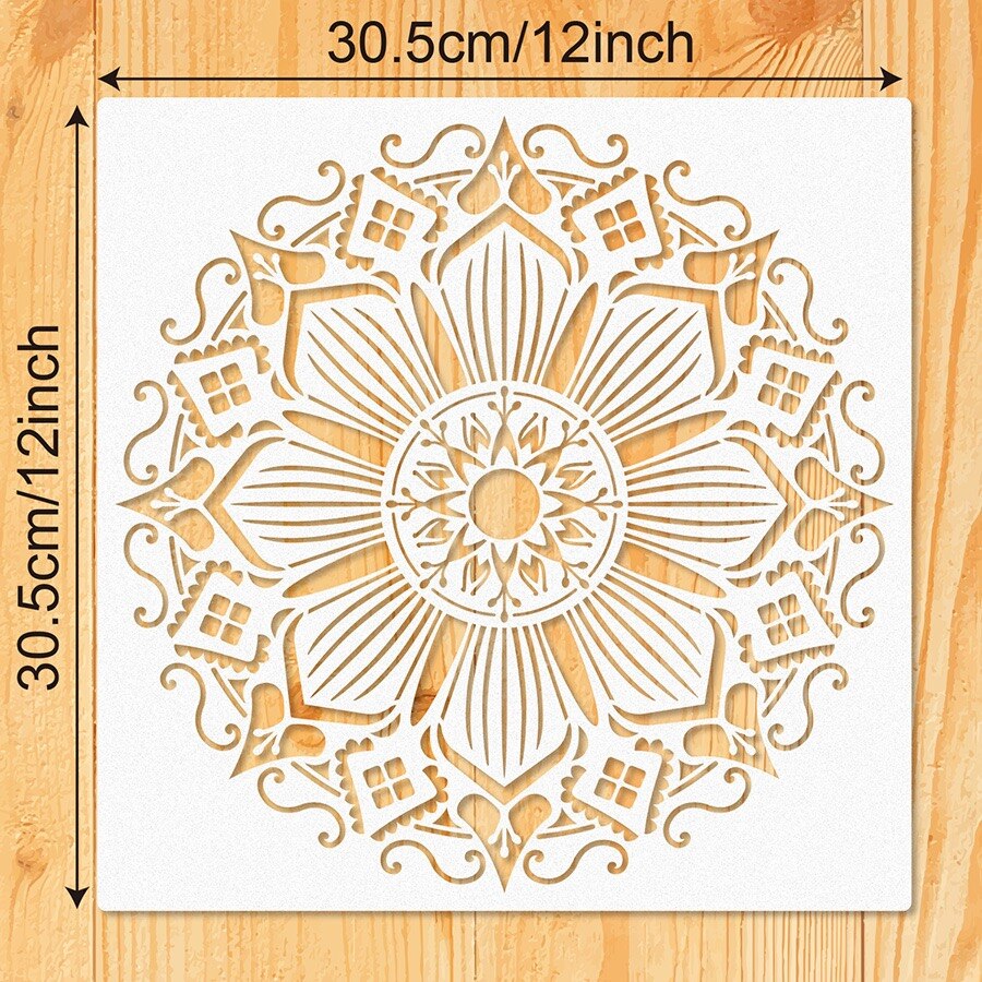 Stor vegg sjablong for maling , 12 tommer stor mandala sjablong for maling