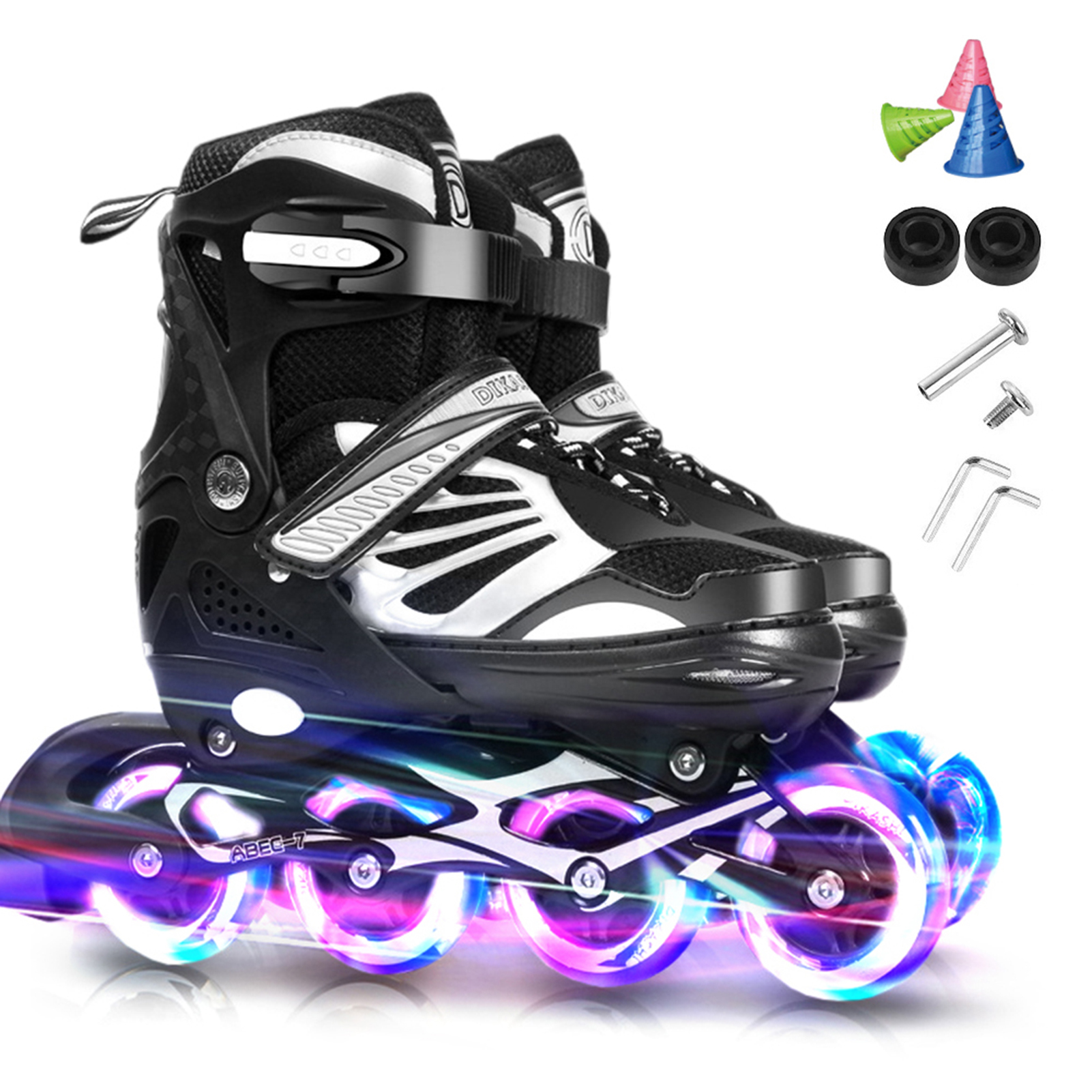 Patines en línea con iluminación ajustable para niños y jóvenes, patines en línea con ruedas iluminadas, para patinaje
