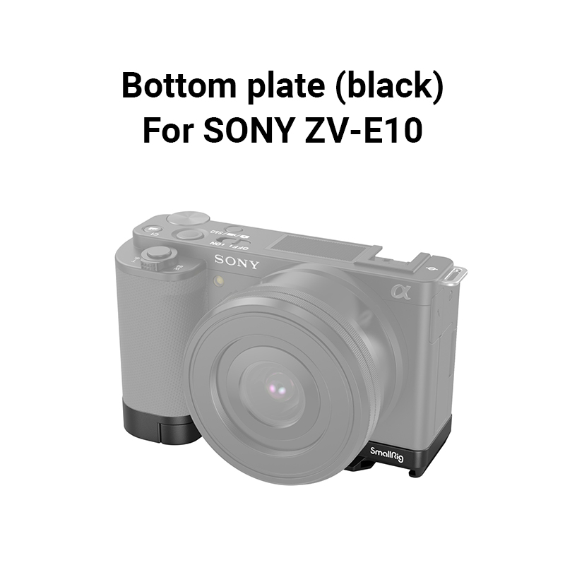 Smallrig Sony ZV-E10 Camera Kooi Met Siliconen Handvat En Lederen Case Bodemplaat Kit Voor Sony ZV-E10 3538: bottom plate Black