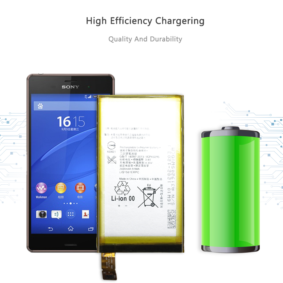 Puhelimen akku sony xperia  z3 mini compact  z3c m55w z3 mini  d5803 d5833 so-02g /c4 e5333 e5363 e5306 2600 mah lis 1561 erpc