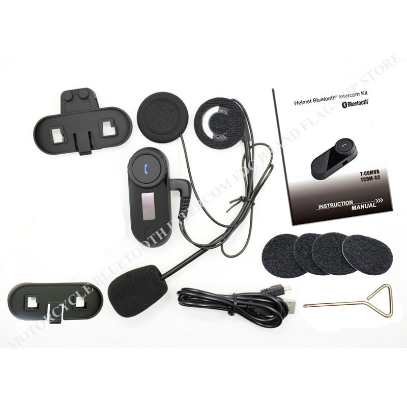 FreedConn TCOM-SC W/Screen Bluetooth Helmet Intercom Headset+Extra Soft Earpiece+Extra Bracket