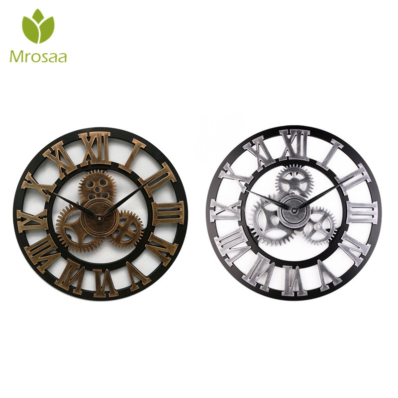 45cm Round Gear Wall Clock Roman Numerals Open Face Modern Wall Clocks Vintage Haning clock