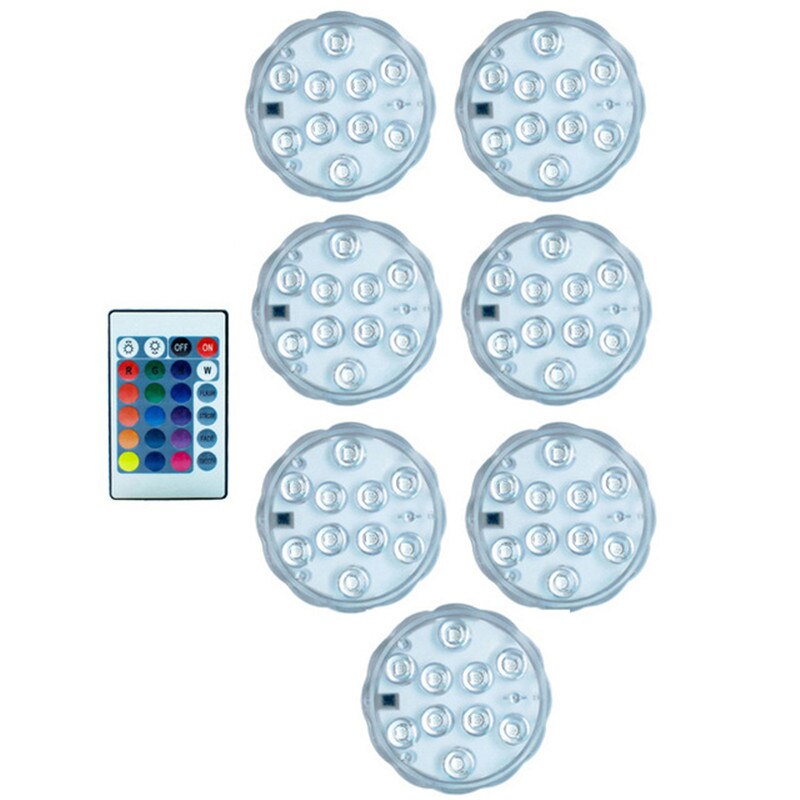 RGB Submersible Led Lights Battery Operated Underwater Spot Lights With Remote Outdoor Vase Bowl Pond Garden Party Decoration: 7 lamp 1 cntroller