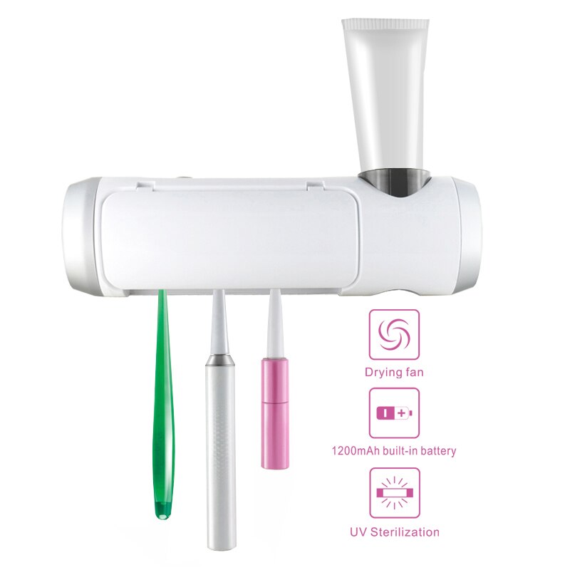 USB Rechargeable 3-in-1 UV Toothbrush Sanitizer Sonic Toothbrush Holder B100 Toothpaste Dispenser Multi-function Light Sanitizer: B100 white