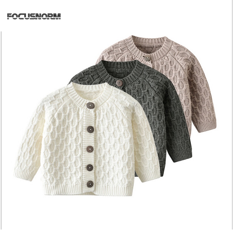 Focusnorm 0-24M Herfst Baby Jongens Meisjes Trui Kleding Solid Knit Lange Mouwen Single Breasted Warm Jas