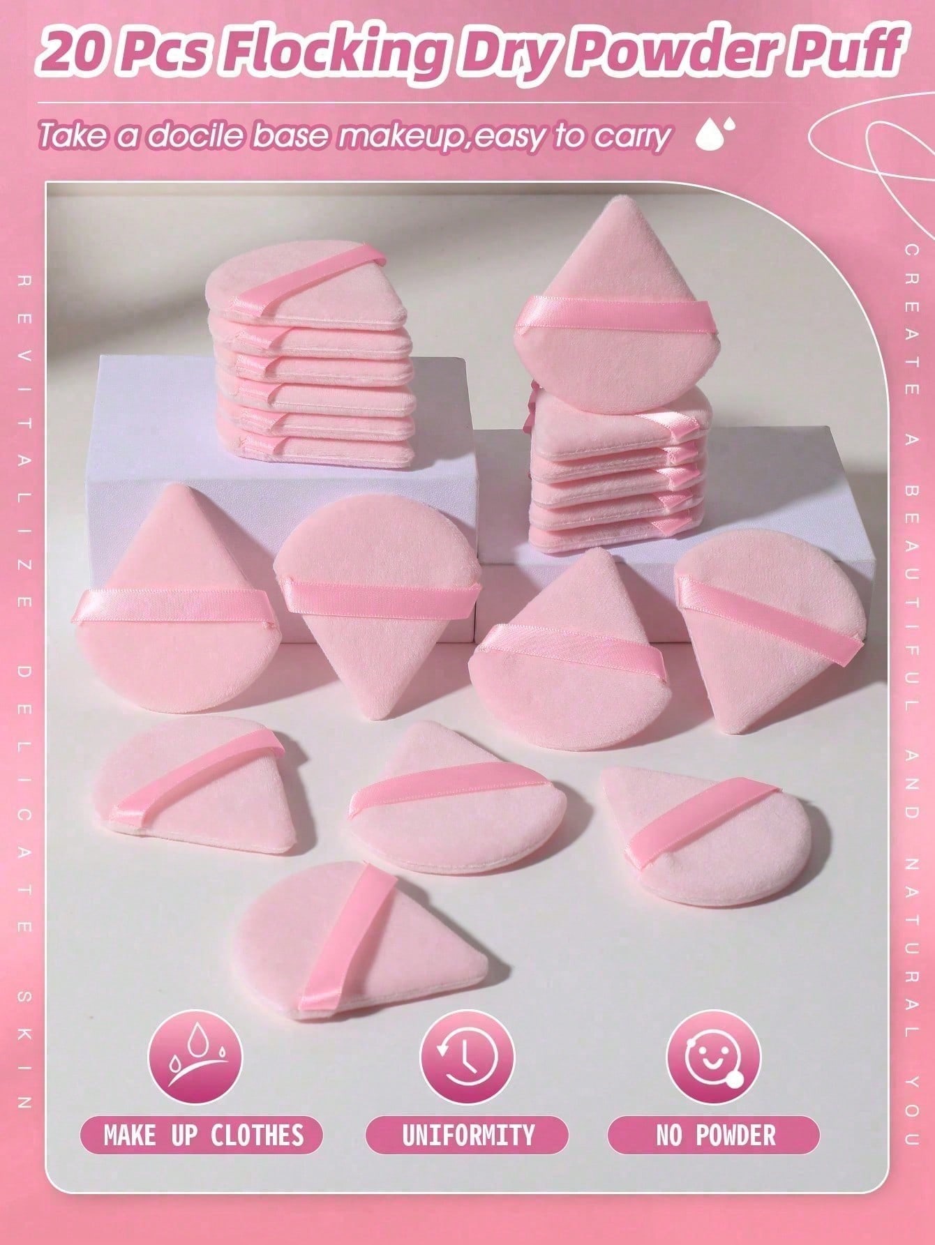 20/10/3/1pc driehoekige fluwelen make-up poederdons, gezichtspoederdons, herbruikbare make-up poederdons en oogmake-up poederdons
