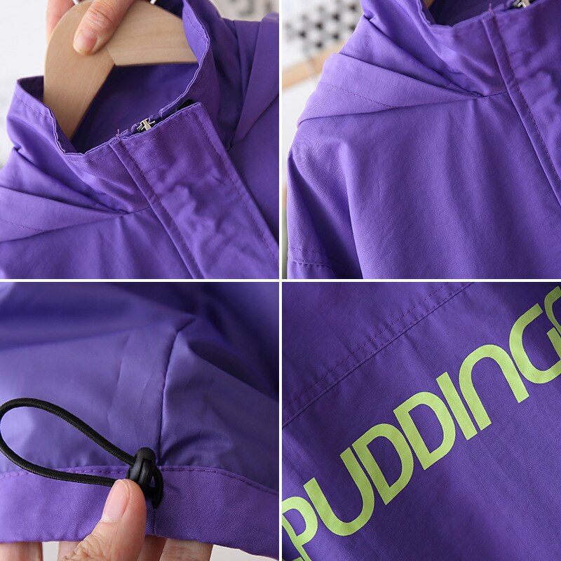 Purple Spring Autumn Boy Coat Overcoat Top Kids Costume Teenage Children Clothes Plus Size