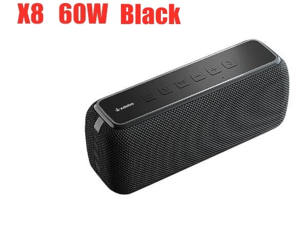 60W bluetooth speaker bass subwoofer IPX5 Waterproof Portable Column Type-c voice assistant speakers Music Center 15H play time: X8 black