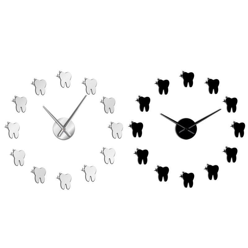 12 Teeth Sticker Dental Tooth Wall Art Modern Wall Clock Living Room Decorative Wall Watch Nurse Ornament Hygienist Dentist
