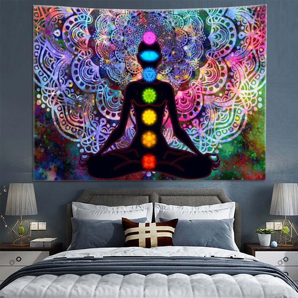 Spirituele Balkon Yoga Meditatie Achtergrond Mandala Gedrukt Home Decor Opknoping Deken Wandtapijt Zeven Chakra Divider