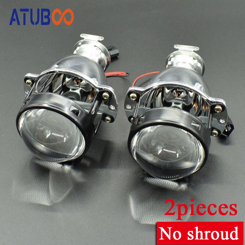 1,8 "Mini HID Bi xenon lente del proyector del faro + Mini Gatling Gun Shrouds para los coches/motocicleta H7 H4 Car Styling: 2pcs (No Shroud)