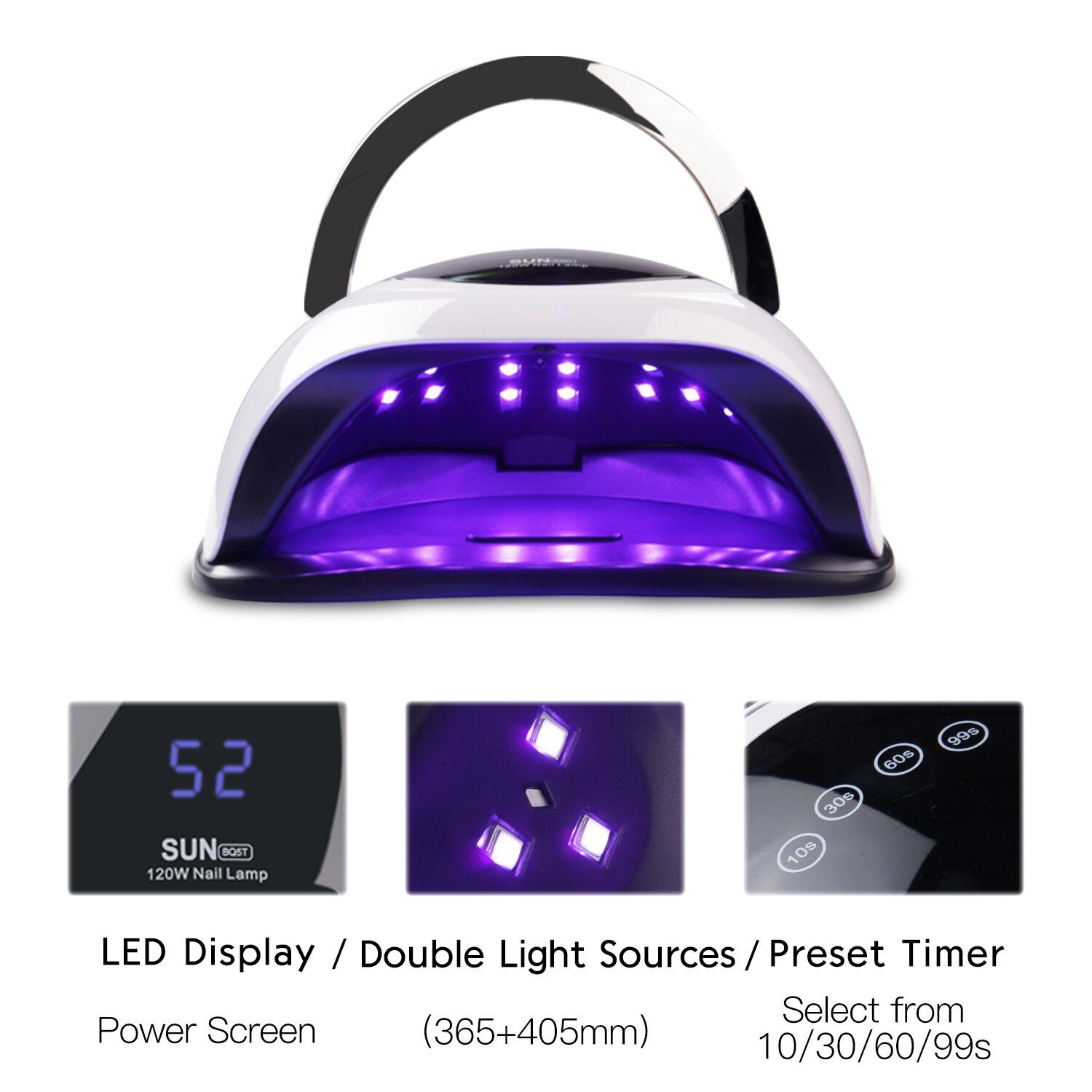 SUN BQ5T lámpara LED UV para secador de uñas lámpara de hielo de 120W para manicura Gel lámpara de secado de uñas lámpara para barniz de Gel
