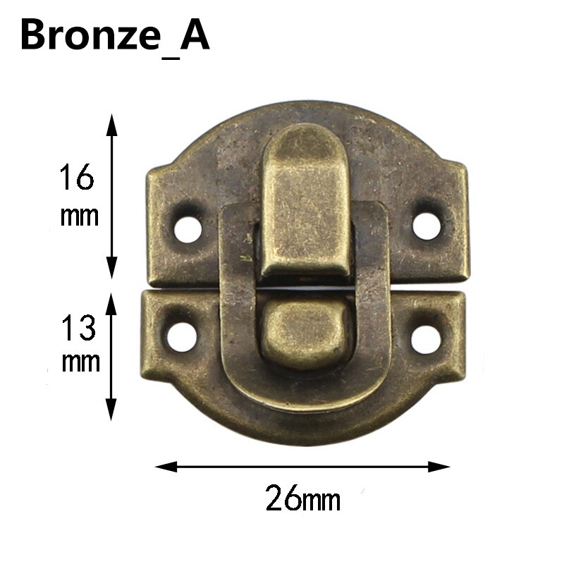 Vintage Wooden Jewelry Box Buckle Lock Antique Box Iron Latch Clasp Padlock Hasp Locked Wooden Wine Box Hardware Supplies: 4