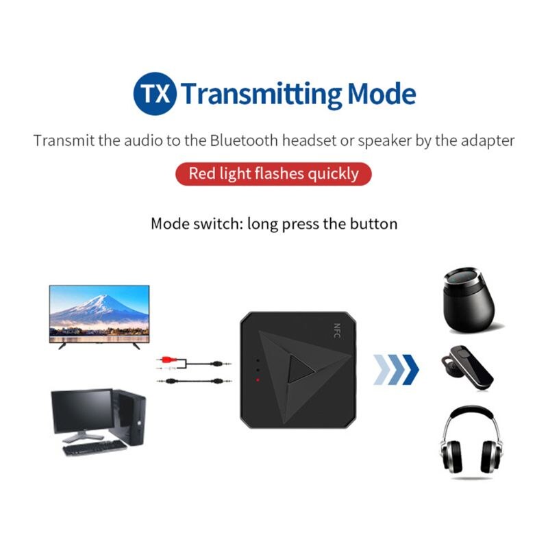 Nfc desktop bluetooth modtager bt transmitter bluetooth 5.0 3.5mm aux jack rca musik trådløs stemme frekvens adapter