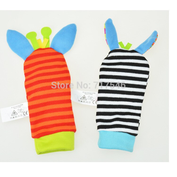 4 uds/lote (4 Uds = 2 uds. De cintura + 2 uds. De calcetines), juguetes de sonajero para bebé Sozzy bicho de jardín SONAJA de muñeca y calcetines para pies