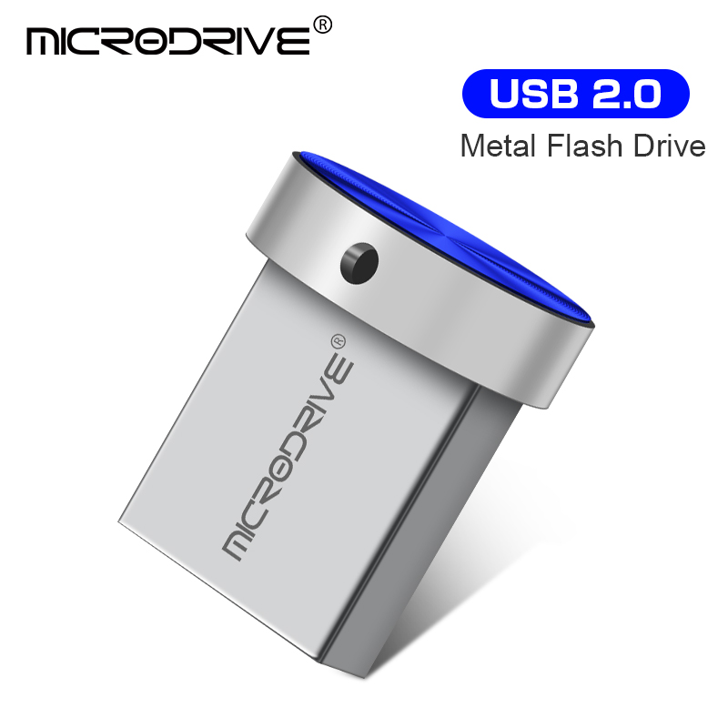 Mini unidade flash usb 4gb 8gb 16gb prata usb 2.0 metal pendrive 128gb 64gb 32gb usb memória vara chaveiro pen drive presente gratuito: Azul / 16 GB