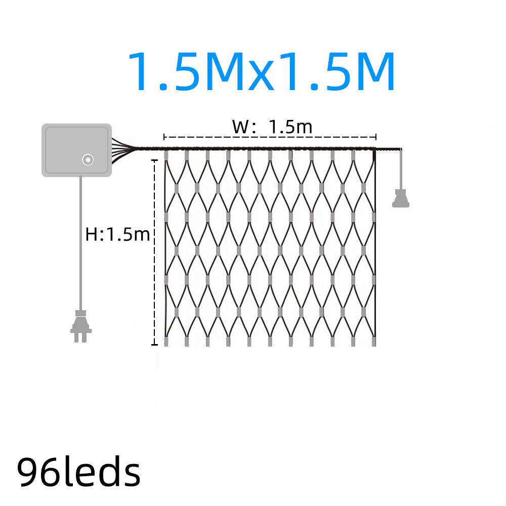 220v decoratieve led-lampjes, waterdicht, kerstversiering voor thuis, met staartplug, led-lampjes voor kerstboom, park, gazon: 1.51.5m / Blauw