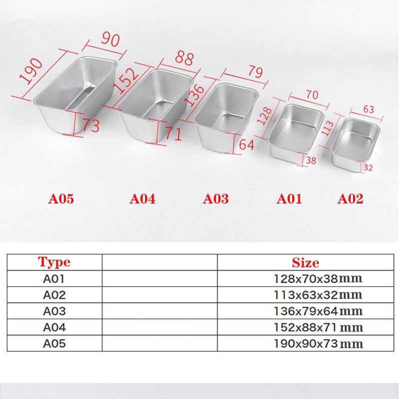 5 storlek aluminium brödform rektangel bakning tårtform bröd plåt plåt non-stick ostlåda brownie tårta dekorationsverktyg